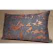 Lumbar Throw Pillow Cushion Cover Fortuny Fabric Black, Grey & Copper Marmo Pattern