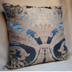 Rubelli Sandokan Blue Silk Damask Fabric Throw Pillow Cushion Cover