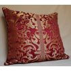 Lumbar Throw Pillow Cushion Cover Ruby Red and Gold Silk Lampas Rubelli Fabric Belisario Pattern