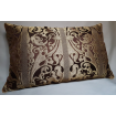 Lumbar Throw Pillow Brown and Gold Silk Lampas Rubelli Fabric Belisario Pattern Cushion Cover