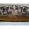 Throw Pillow Case Ebony and Gold Silk Lampas Rubelli Fabric Vignola Pattern