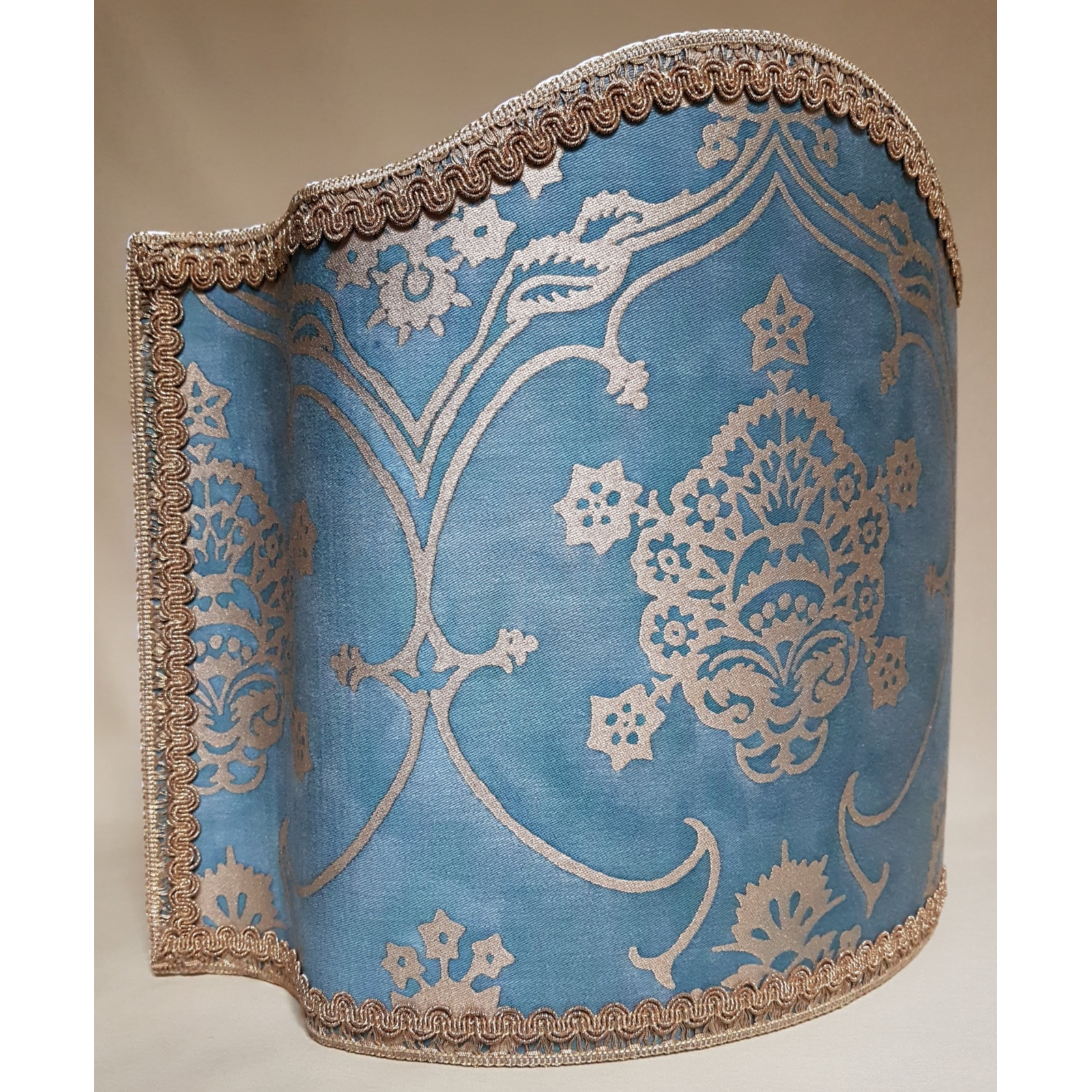 Lampshade shade Protective Cover Fabric Blue Inside Gold-Made in Italy 