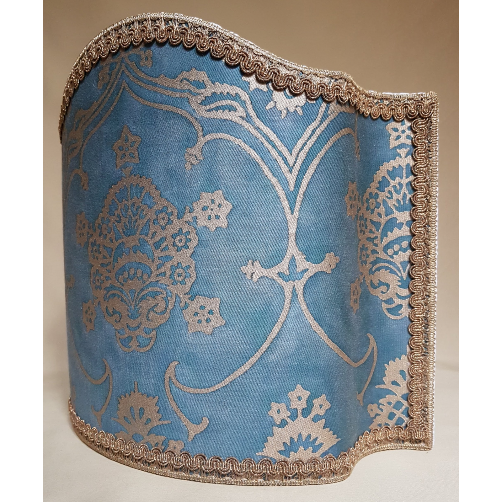 Handmade in Italy Shield Shade Lilac Hazy Moon Jacquard Rubelli Fabric Lampshade