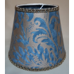 Clip On Lamp Shade in Fortuny Fabric Brilliant Blue & Silvery Gold Sevres Pattern