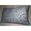 Lumbar Throw Pillow Cushion Cover Fortuny Fabric Slate Blue & Silvery Gold Solimena Pattern