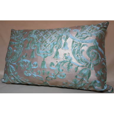 Made in Italy Fortuny Fabric Throw Pillow Cushion Cover Blue-Grey /& Silver Bivio Pattern