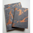 Fortuny Fabric Covered Journal Hardcover Notebook Black, Grey & Copper Marmo Pattern