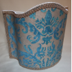 Venetian Lamp Shade Fortuny Fabric Blue-Green & Gold Farnese Pattern