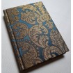 Quaderno con Copertina Rivestita in Tessuto Broccatello di Seta Rubelli Tebaldo Blu e Oro