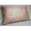 Lumbar Throw Pillow Cushion Cover Fortuny Fabric Silvery Gold & Peach Solimena Pattern
