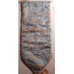 Luxury Table Runner with Pointed Ends And Tassels Silk Brocade Rubelli Fabric Aqua Blue & Gold Aida Pattern