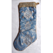Chaussette de Noël Fait Main en Tissu Fortuny Veronese Bleu et Or