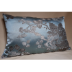 Lumbar Throw Pillow Cushion Cover Silk Brocade Rubelli Fabric Aqua Blue and Silver Lady Hamilton Pattern