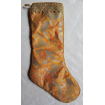 Luxury Christmas Stocking Fortuny Fabric Burnt Apricot & Silvery Gold Barberini Pattern