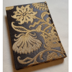 Quaderno con Copertina Rivestita in Tessuto Broccatello di Seta Rubelli Castiglione Ebano e Oro