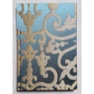 Quaderno con Copertina Rivestita in Tessuto Jacquard di Seta Rubelli Serlio Azzurro e Oro
