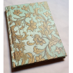 Quaderno con Copertina Rivestita in Tessuto Jacquard di Seta Rubelli Les Indes Galantes Verde e Oro