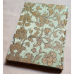 Carnet de Notes Couverture Tissu Jacquard de Soie Rubelli Les Indes Galantes Vert et Or