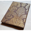 Quaderno con Copertina Rivestita in Tessuto Broccatello di Seta Rubelli Tebaldo Marrone e Oro