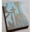 Rubelli Fabric Covered Journal Hardcover Notebook Silk Brocade Blue & Gold Aida Pattern