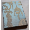 Quaderno con Copertina Rivestita in Tessuto Broccato di Seta Rubelli Aida Blu e Oro