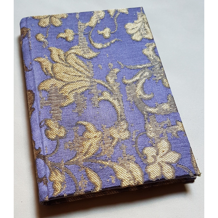 Rubelli Fabric Covered Journal Hardcover Notebook Silk Jacquard Purple & Gold Les Indes Galantes Pattern