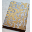 Rubelli Fabric Covered Journal Hardcover Notebook Silk Jacquard Bronze & Silver Les Indes Galantes Pattern