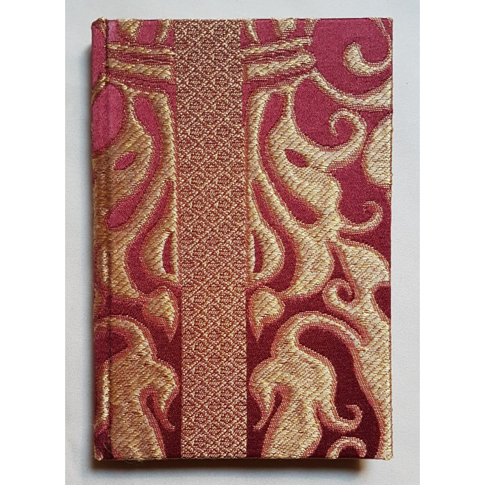 Rubelli Fabric Covered Journal Hardcover Notebook Silk Lampas Ruby Red & Gold Belisario Pattern