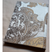Quaderno con Copertina Rivestita in Tessuto Jacquard di Seta Rubelli Gritti Azzurro e Oro