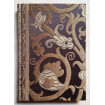 Quaderno con Copertina Rivestita in Tessuto Lampasso di Seta Rubelli Vignola Ebano e Oro