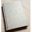 Fortuny Fabric Covered Journal Hardcover Notebook Aquamarine & Silvery Gold Delfino Pattern