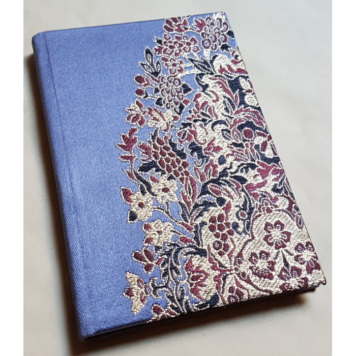 Carnet de Notes Couverture Tissu Lampas de Soie Rubelli Sherazade Bleu Violet
