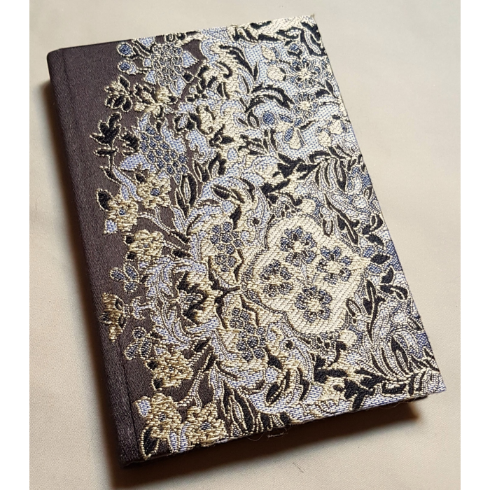 Rubelli Fabric Covered Journal Hardcover Notebook Silk Lampas Brown Sherazade Pattern