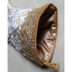 Luxury Christmas Stocking Fortuny Fabric Ivory & Gold Delfino Pattern