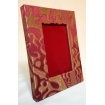 Rubelli Silk Lampas Fabric Covered Tabletop Picture Photo Frame Ruby Red & Gold Belisario Pattern