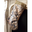 Luxury Christmas Stocking Fortuny Fabric Midnight Blue & Silvery Gold Dandolo Pattern
