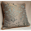 Throw Pillow Case Silk Jacquard Rubelli Fabric Celadon Green & Gold Trebisonda Pattern