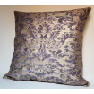 Throw Pillow Cushion Cover Fortuny Fabric Grey & Silvery Gold Corone Pattern