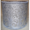 Drum Lamp Shade White and Silver Silk Jacquard Rubelli Fabric Les Indes Galantes Pattern