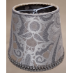 Clip On Lamp Shade in White & Silver Silk Lampas Rubelli Gianduja Pattern