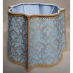 Fancy Square Lamp Shade Fortuny Fabric Aquamarine & Silvery Gold Delfino Pattern