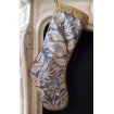 Luxury Christmas Stocking Fortuny Fabric Midnight Blue & Silver Melagrana Pattern