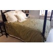 King Size Bedspread Green & Gold Silk Jacquard Rubelli Fabric Les Indes Galantes Pattern