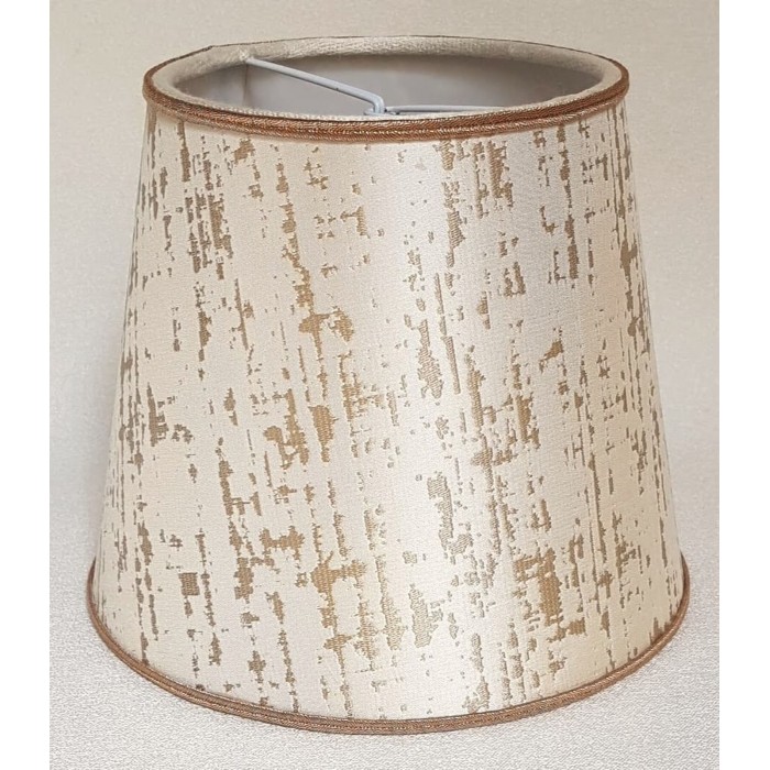 Clip On Lamp Shade in Off-White & Gold Silk Lampas Rubelli Fabric Zanni Pattern