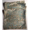 Luxury Table Runner Rubelli Fabric Silk Lampas Blue Peacock & Gold Gianduja Pattern