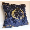 Decorative Pillow Case Luigi Bevilacqua Blue Silk Heddle Velvet Torcello Pattern