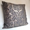 Decorative Pillow Case Fortuny Fabric Grey, Black & Silvery Gold Barberini Pattern