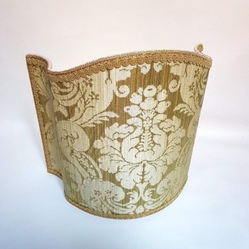 Lampshade Classic Green Damask Fabric With Trim-Made in Italy