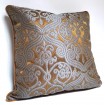 Throw Pillow Case Silk Jacquard Rubelli Fabric Dark Bronze & Silver Trebisonda Pattern