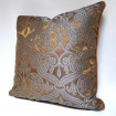 Throw Pillow Case Silk Jacquard Rubelli Fabric Dark Bronze & Silver Trebisonda Pattern